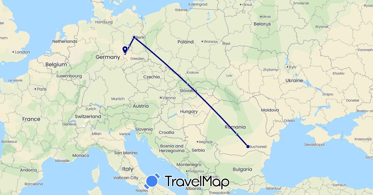 TravelMap itinerary: driving in Germany, Romania (Europe)